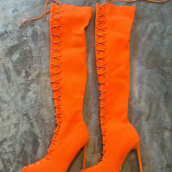 EGO sky high Orange heeled boots - Picture 3 of 7